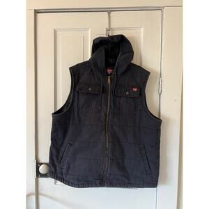 Wrangler men's 2XL workwear duck canvas cotton vest navy blue hooded pockets